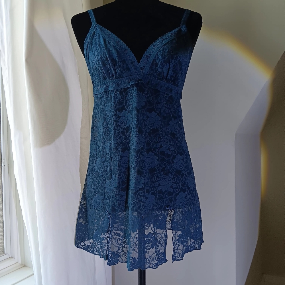 La Vie En Rose Teal Lace Chemisle